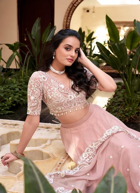1439PNK New Crush With Sequins Embroidery Work Lehenga With Blouse Dupatta Online Wholesale